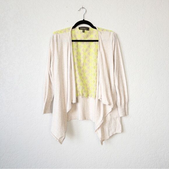Charlotte Tarantola Beige Fly Away Cardigan Neon Cutout Back Size‎ Large - Picture 1 of 5